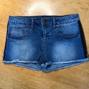 Denim Shorts with Side Zippers